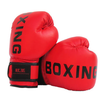 Red boxing gloves with 'BOXING' text on a white background
