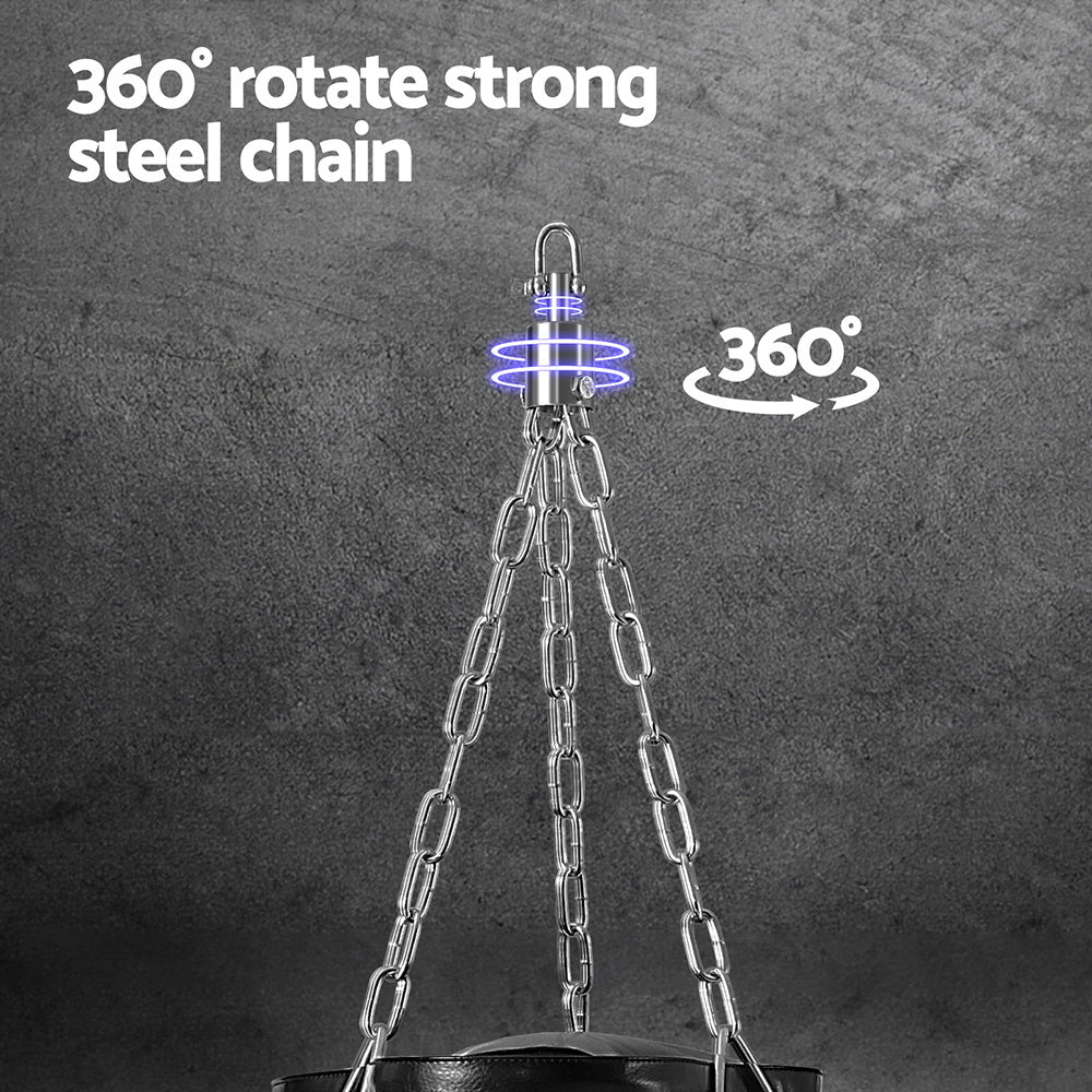 360-degree rotate strong steel chain on a dark background