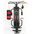 Fitness equipment with punching bag and speed bag on a white background
