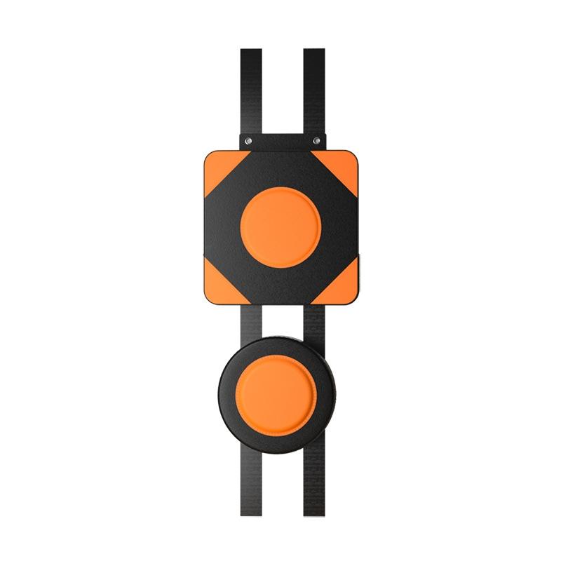 Orange and black target with straps on a white background