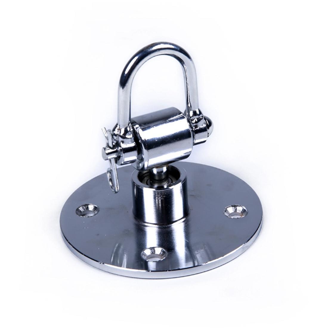 Chrome metal hook on a white background