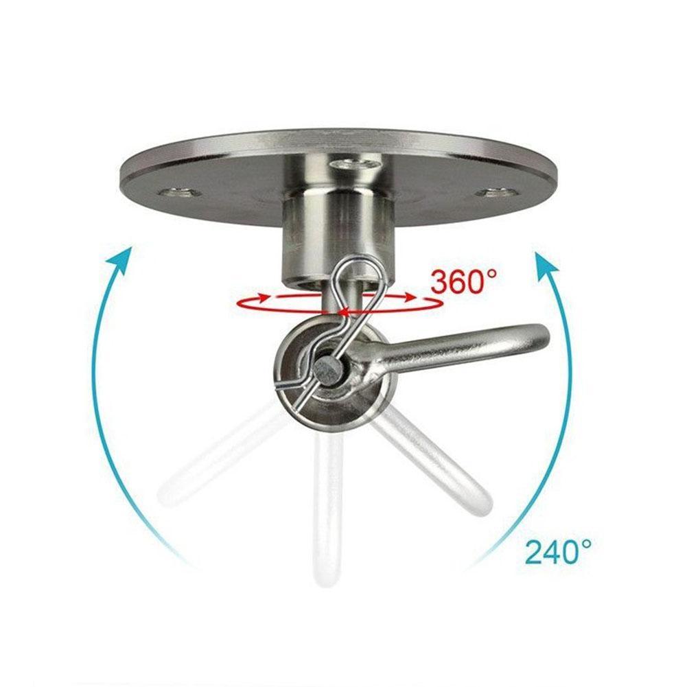 Metal ceiling mount with adjustable arm on a white background