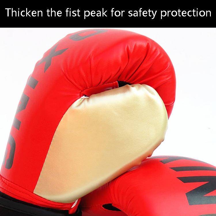 Red boxing gloves with thickened fist peak for safety protection on a white background