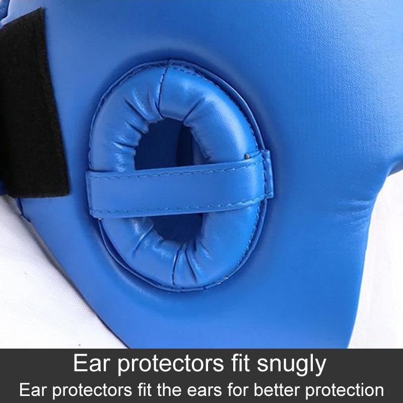 Blue ear protector with text indicating snug fit for better protection