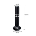 Black inflatable punching bag with Portzon branding and measurements on a white background