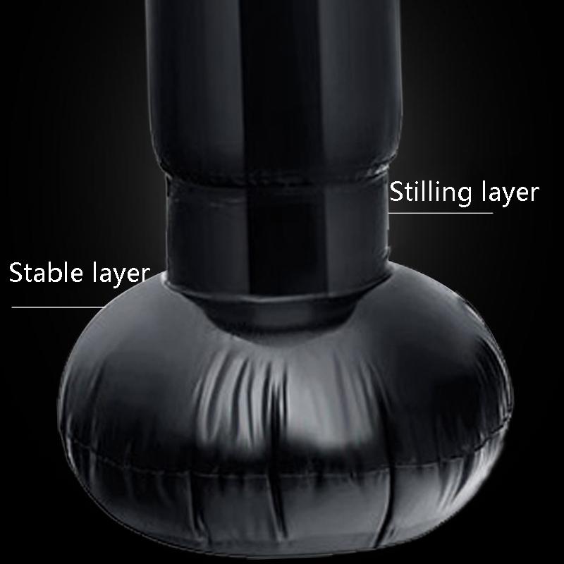 Black punching bag with labeled stable and stilling layers on a black background