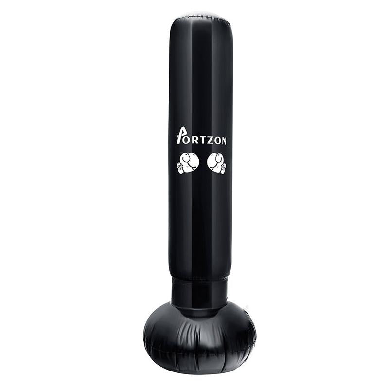 Black punching bag with 'Portzon' branding on a white background