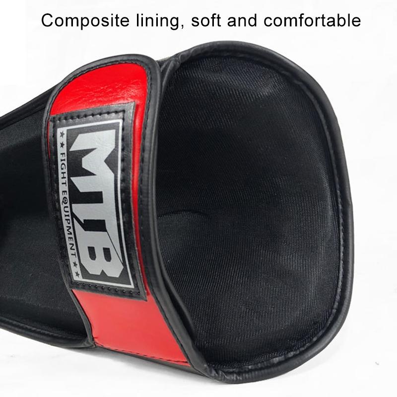 Black and red sandal with 'MTB' logo on a white background