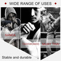 Collage of people in various martial arts poses with text indicating uses for Sanda, Taekwondo, and Muay Thai.