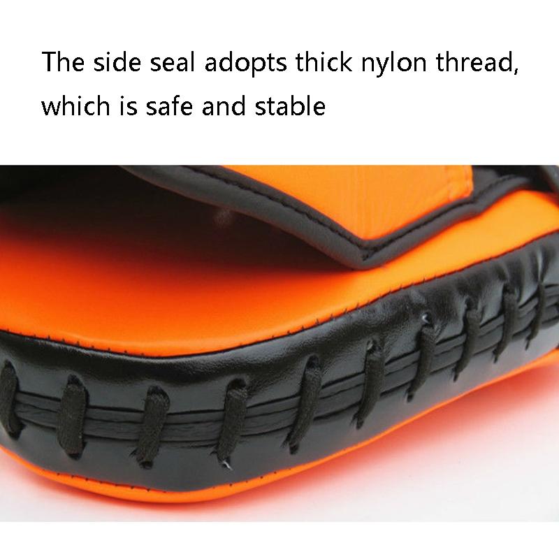Close-up of an orange and black product with text about thick nylon thread.