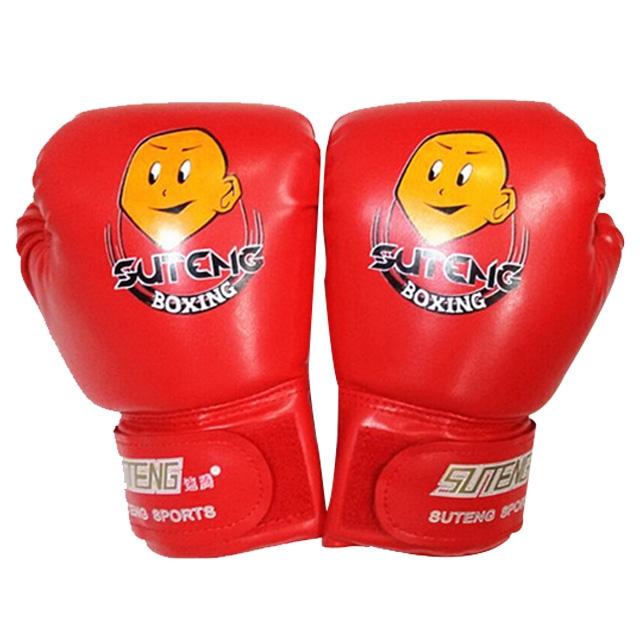 Red boxing gloves with Suteng Boxing logo on a white background