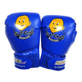 Blue boxing gloves with Suteng Boxing logo on a white background