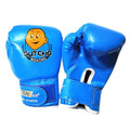 Blue boxing gloves with a visible brand logo on a white background