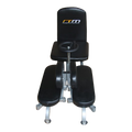 Black exercise machine with a logo on a white background