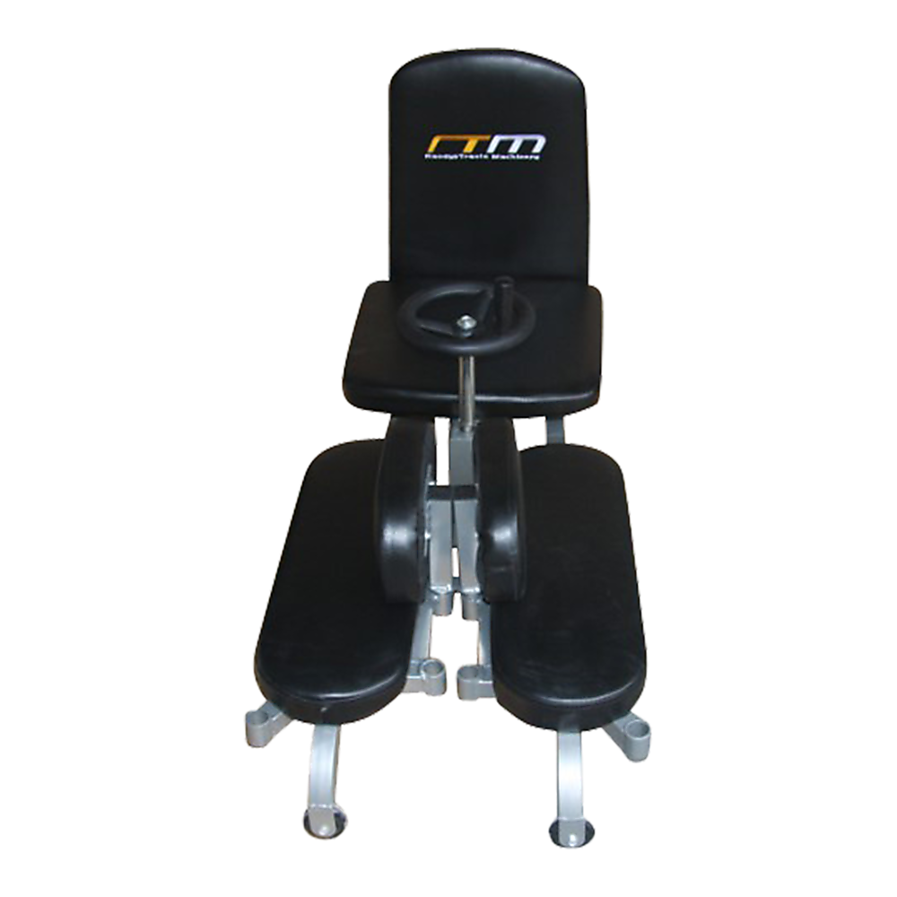 Black exercise machine with a logo on a white background