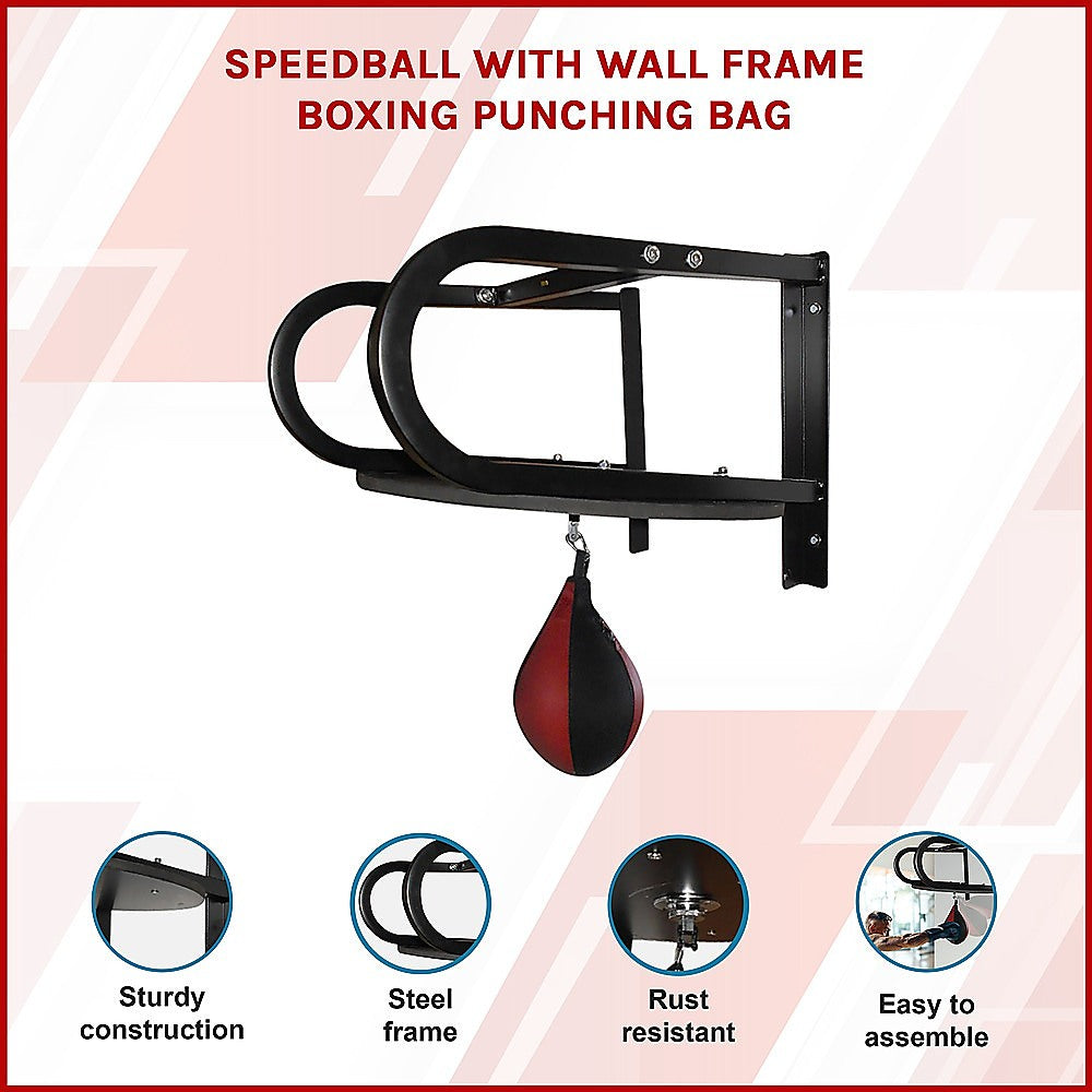 Boxing punching bag with wall frame on a white background