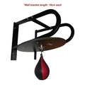 Wall-mounted punching bag with a red and black speed bag attached, on a white background.
