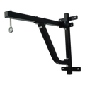 Black metal punching bag stand on a white background