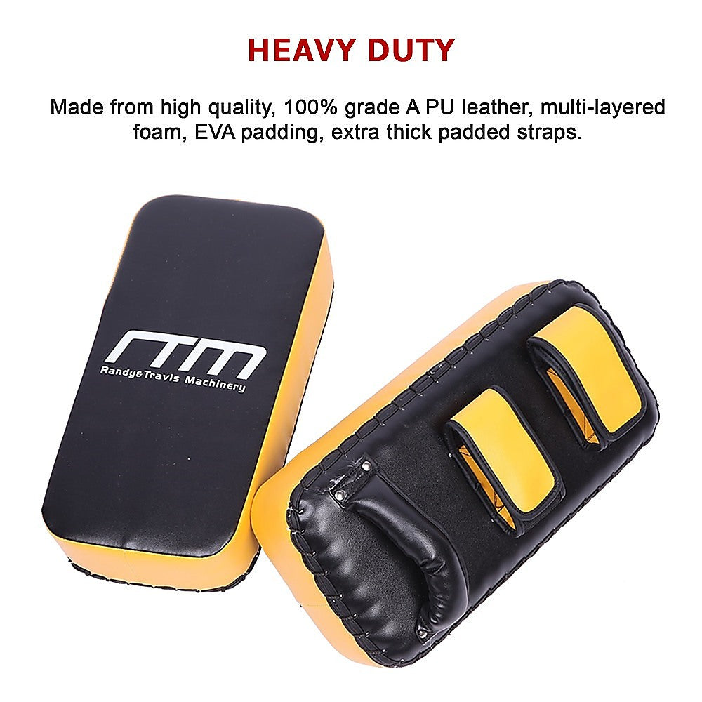 Heavy-duty black and yellow training pads with RTM branding on a white background.
