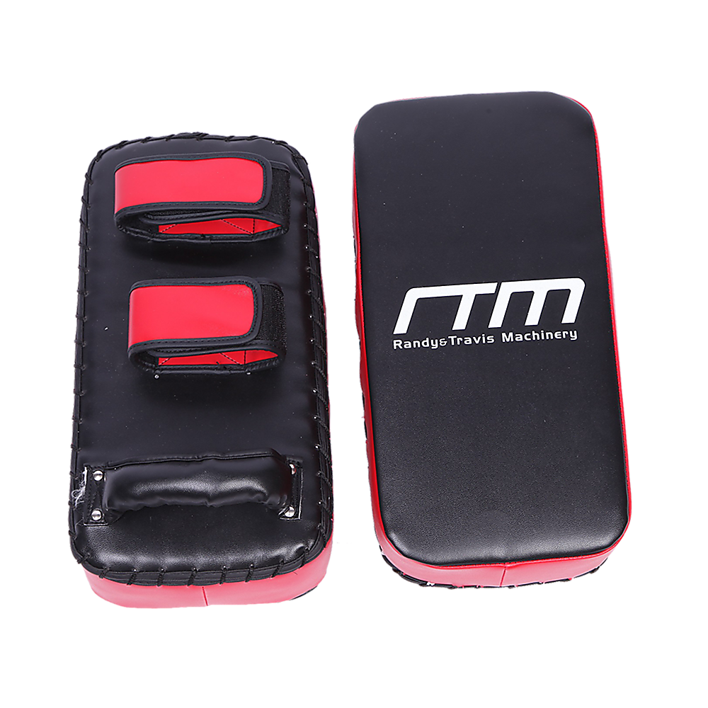 Black and red martial arts training pads with 'RTM' branding on a white background