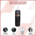 Black boxing punching bag with RTM branding on a white background