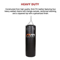 Heavy-duty punching bag with chain and MTM logo on a white background